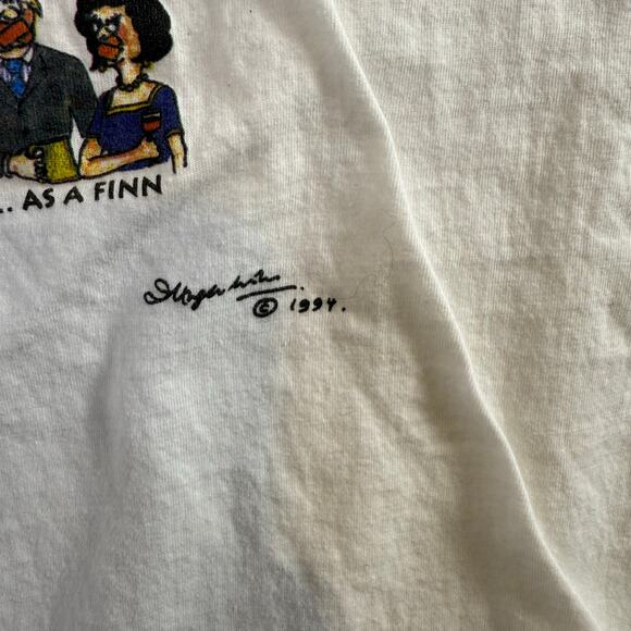 VTG 1994 B&C European comic graphic white tshirt mens Medium - Picture 4 of 7